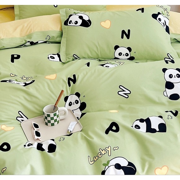 Max Animal Panda Print 100% Cotton Comforter Set Queen 3 Piece Cute Kawaii - Picture 2 of 6